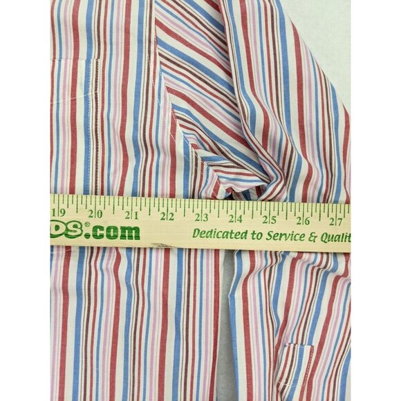 Chaps Men's Shirt Size L Red White Blue Striped Long Sleeve Button-Up - Picture 8 of 12